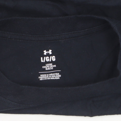 Under Armour Women Black Cropped Relaxed Fit T-Shirt L