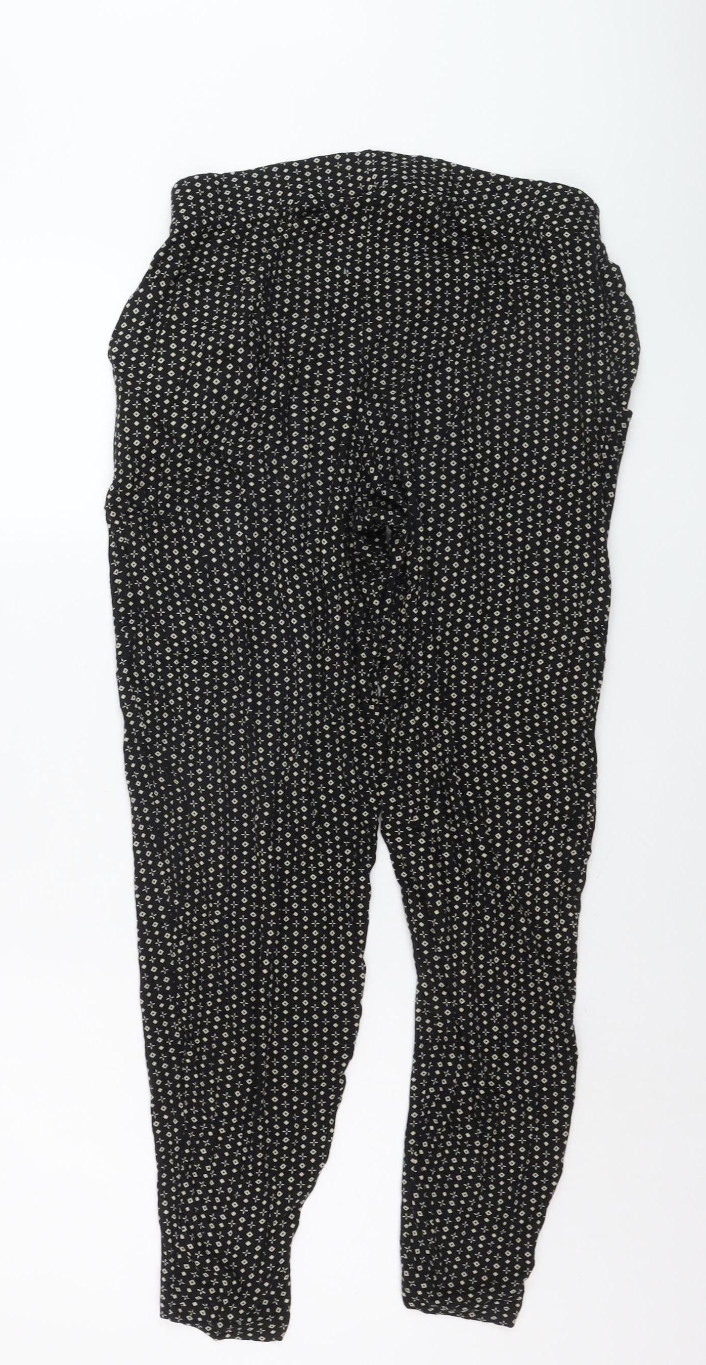 Next Women’s Black Geometric Harem Trousers Size 10 Viscose