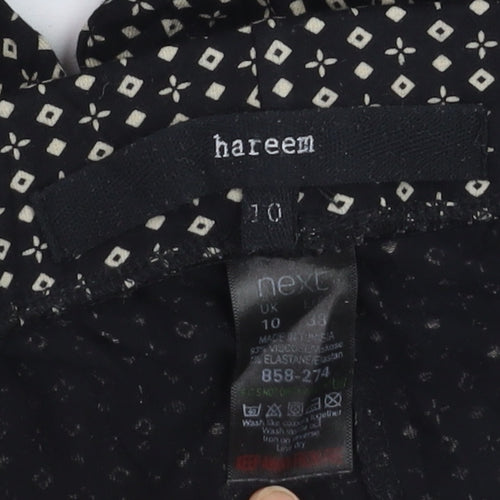 Next Women’s Black Geometric Harem Trousers Size 10 Viscose