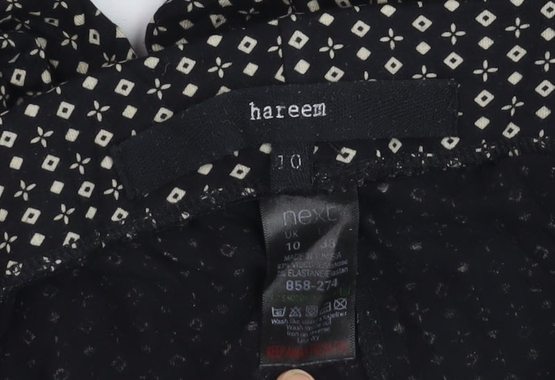 Next Women’s Black Geometric Harem Trousers Size 10 Viscose