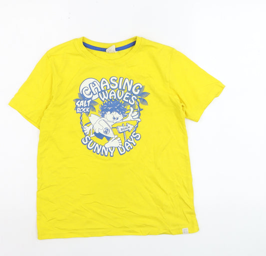 Saltrock Boys Yellow Beach Graphic T-Shirt 11-12 Years Short Sleeve Summer Tee