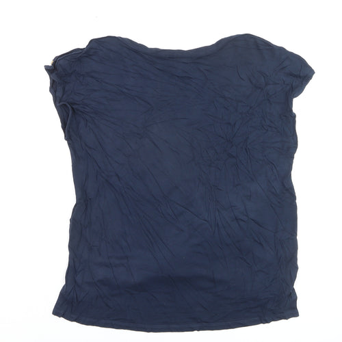 River Island Womens Blue Gold Milan Print Viscose T-Shirt Size 10