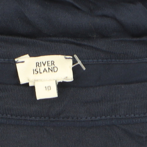 River Island Womens Blue Gold Milan Print Viscose T-Shirt Size 10