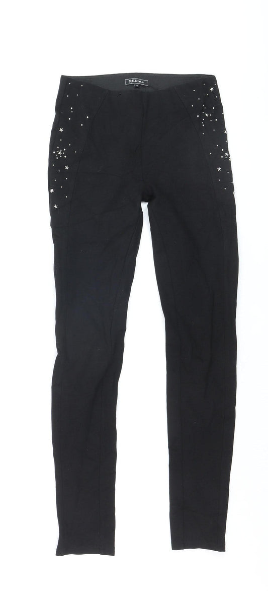 Redial Women's Black Studded Celestial Stretch Leggings Size S