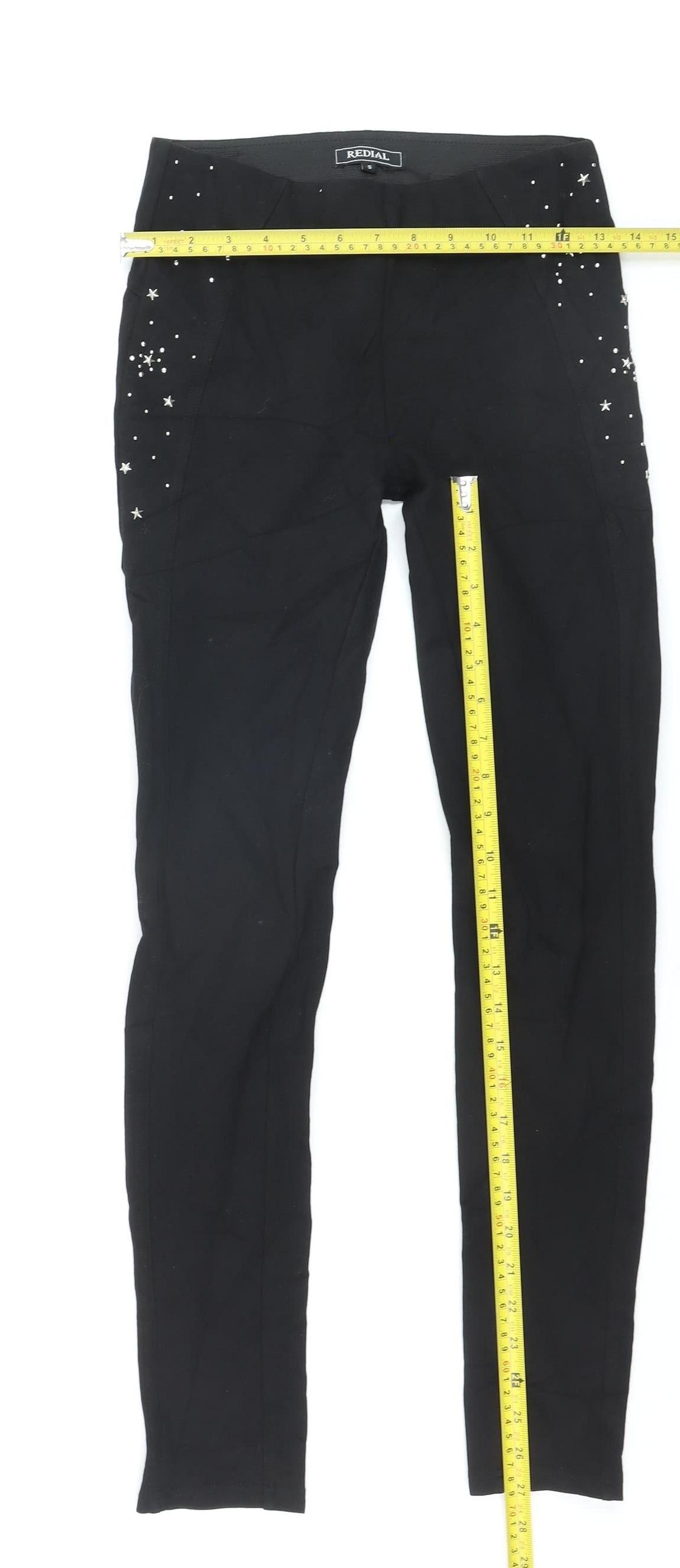 Redial Women's Black Studded Celestial Stretch Leggings Size S