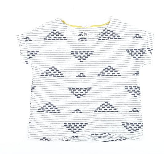 White Stuff Womens White Navy Striped Cotton T-Shirt UK 12
