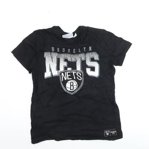 NBA Boys Black Brooklyn Nets T-Shirt 9-10 Years Short Sleeve Cotton