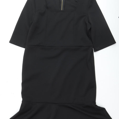 Mystify Womens Black Size 16 Sheath Flute Hem Dress