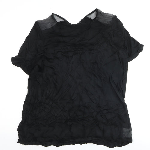 Next Women Black Blouse Size 20 Viscose Short Sleeve Lightweight