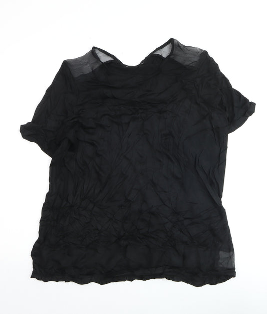 Next Women Black Blouse Size 20 Viscose Short Sleeve Lightweight