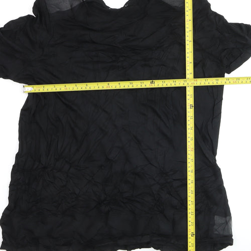 Next Women Black Blouse Size 20 Viscose Short Sleeve Lightweight