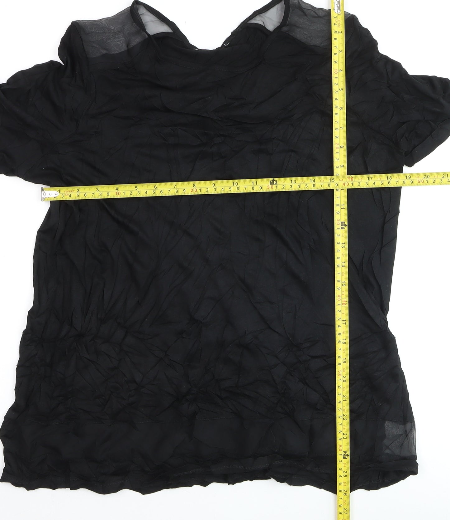 Next Women Black Blouse Size 20 Viscose Short Sleeve Lightweight