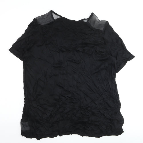 Next Women Black Blouse Size 20 Viscose Short Sleeve Lightweight