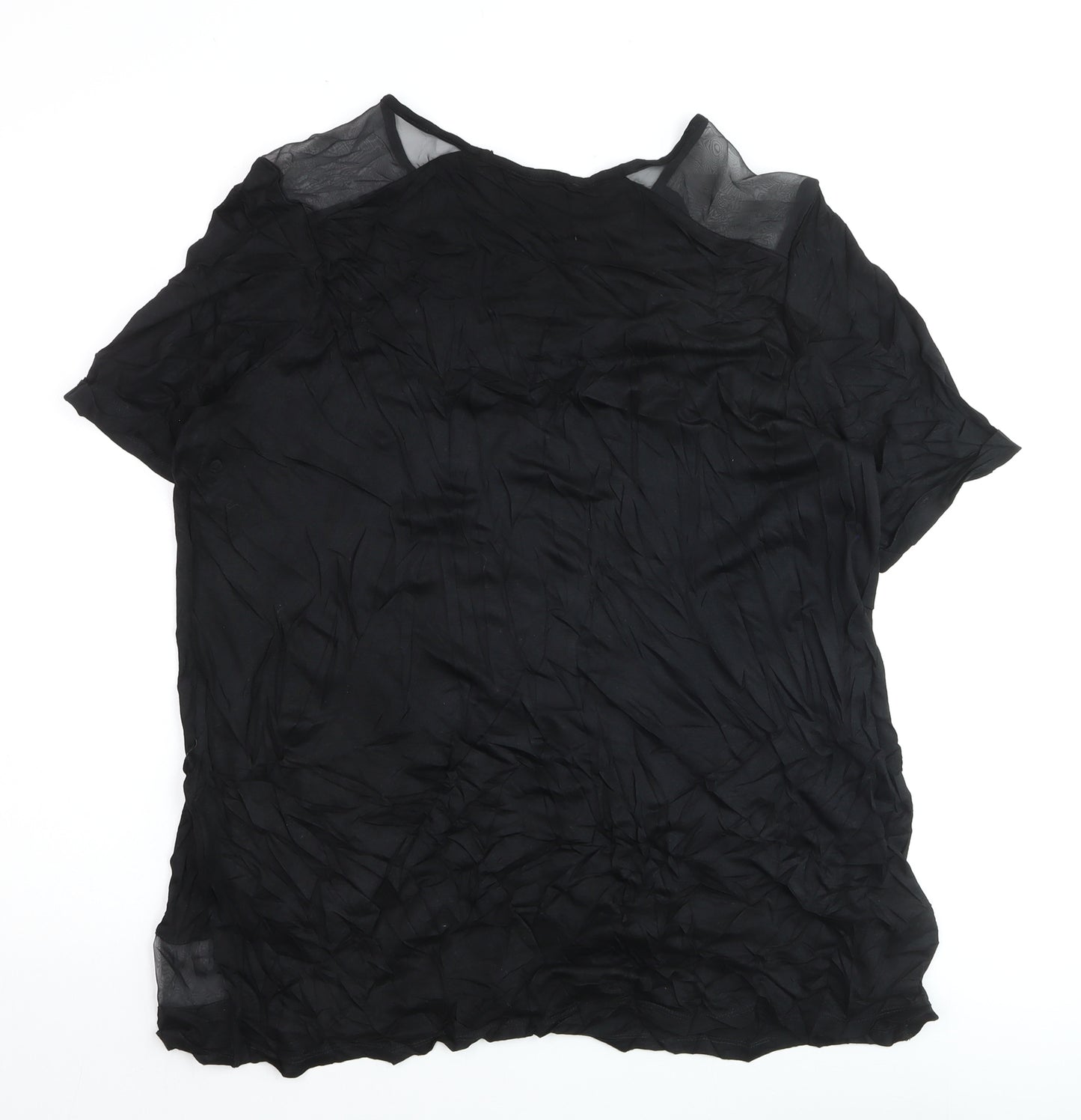 Next Women Black Blouse Size 20 Viscose Short Sleeve Lightweight