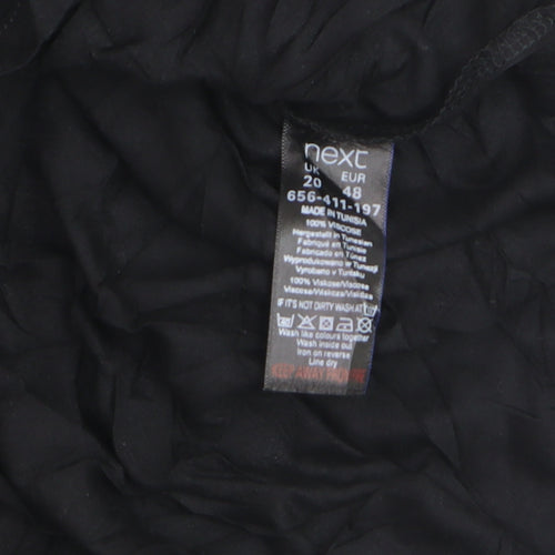 Next Women Black Blouse Size 20 Viscose Short Sleeve Lightweight