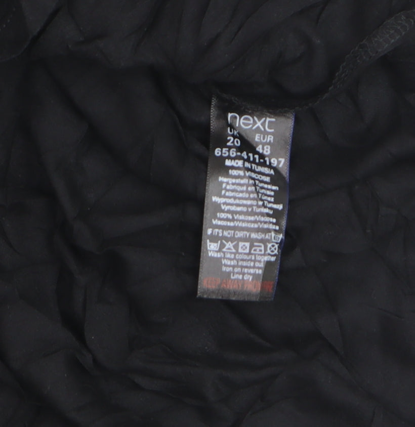 Next Women Black Blouse Size 20 Viscose Short Sleeve Lightweight