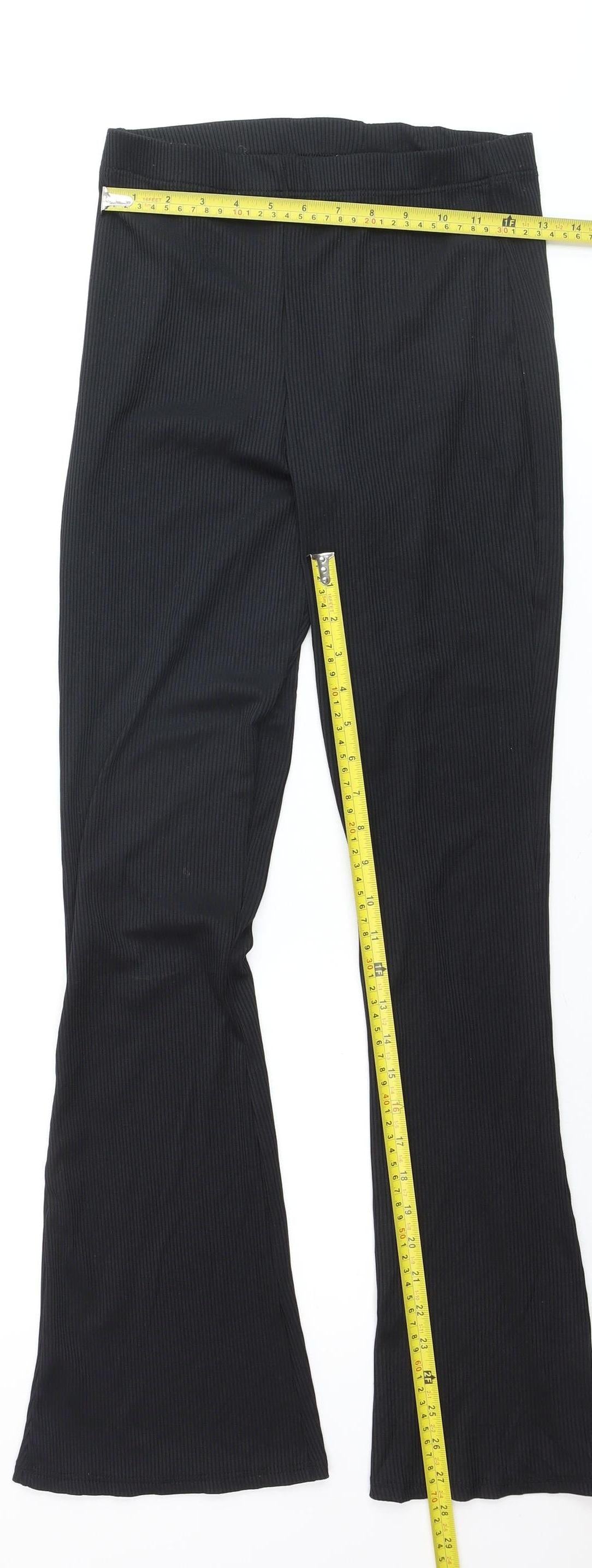 Topshop Petite Women's Black Ribbed Stretch Leggings Size S