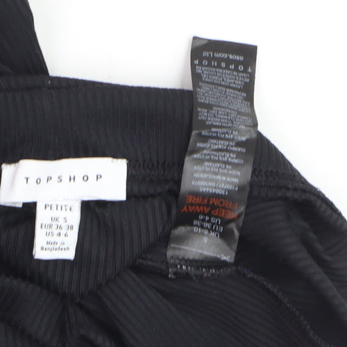 Topshop Petite Women's Black Ribbed Stretch Leggings Size S