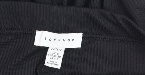 Topshop Petite Women's Black Ribbed Stretch Leggings Size S