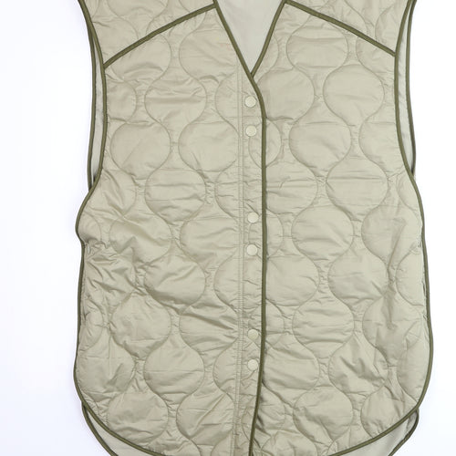 H&M Men's Beige Quilted Lightweight Waistcoat XS Regular Fit