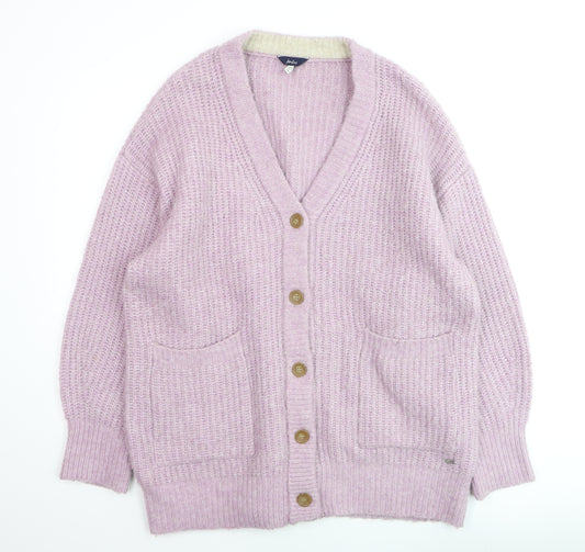 Joules Women’s Pink Chunky Knit V-Neck Cardigan Size 14