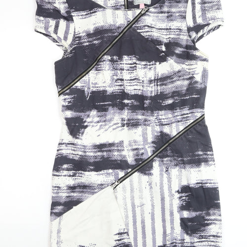 Lipsy London Women’s Multicoloured Size 12 Bodycon Zip Dress