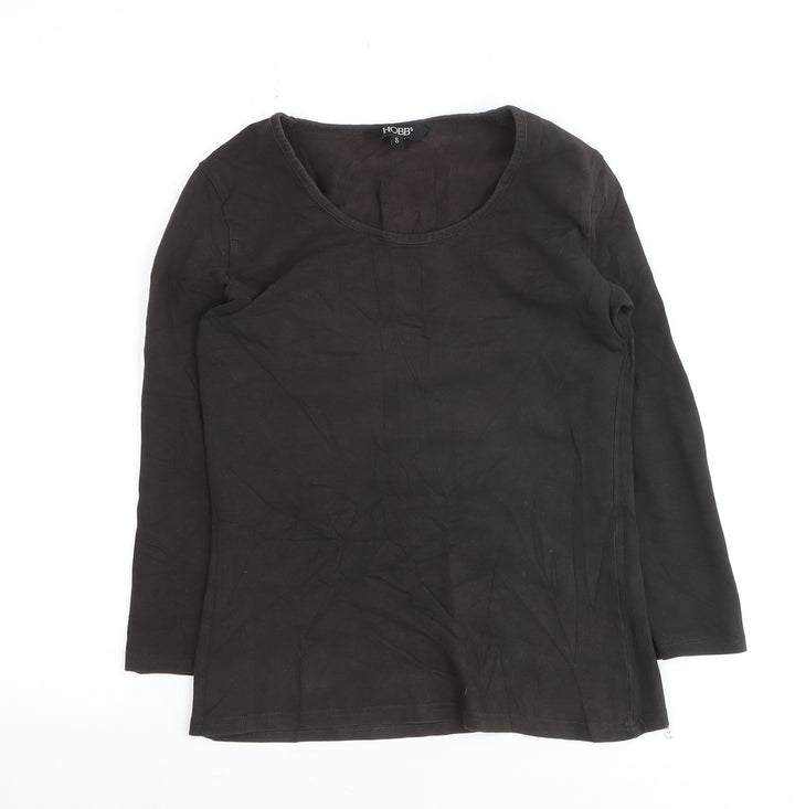 Hobbs Women's Black Long Sleeve Basic Cotton Stretch Top Size S