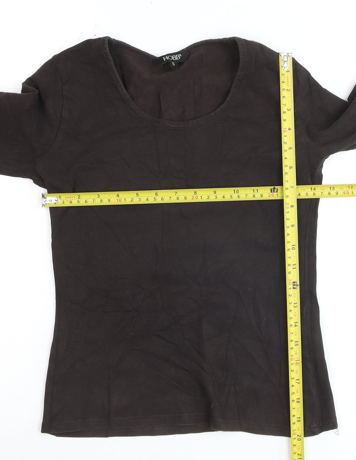 Hobbs Women's Black Long Sleeve Basic Cotton Stretch Top Size S