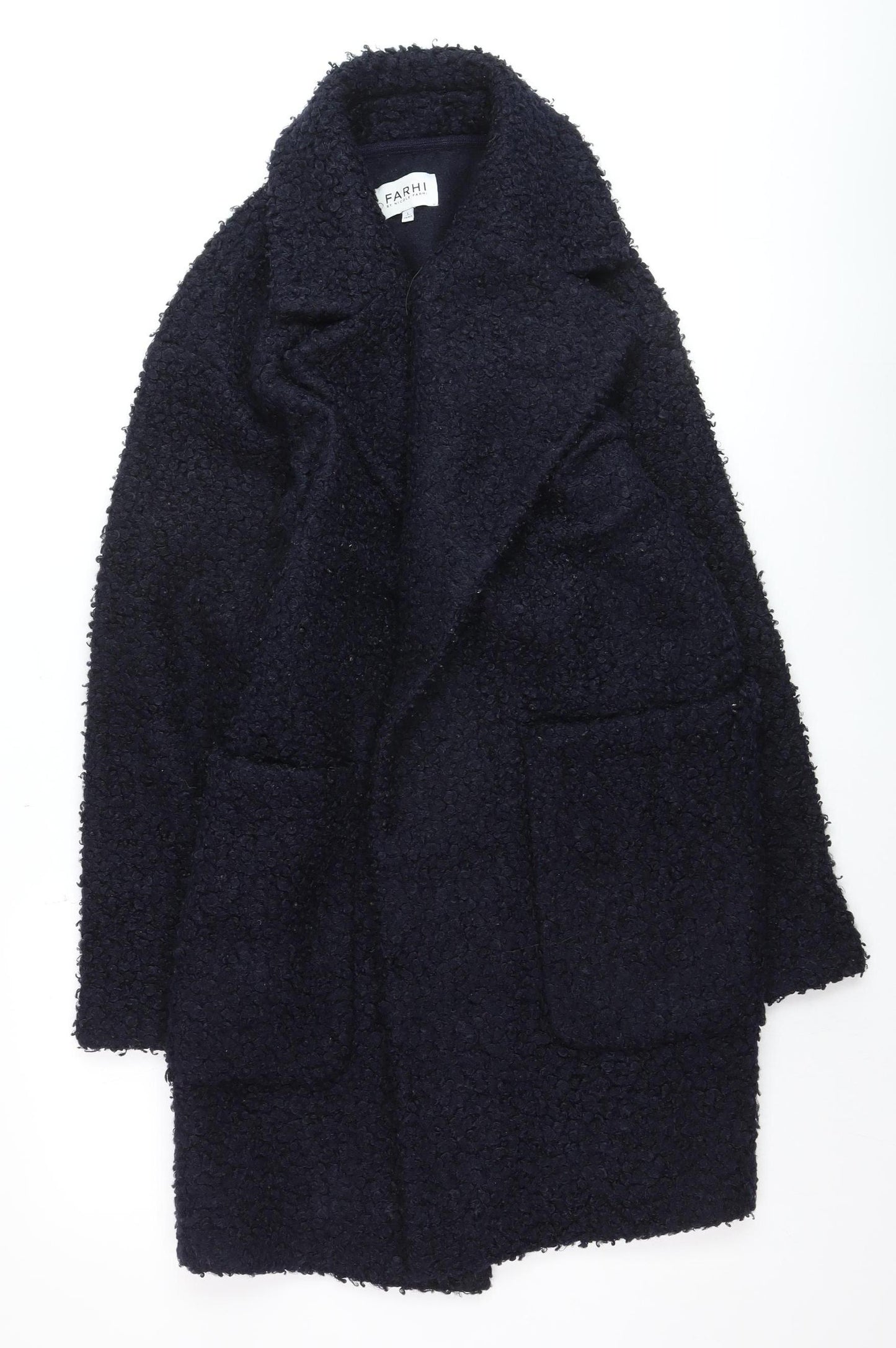 Farhi by Nicole Farhi Women's Black Size 14 Wool-Effect Mid-Length Coat