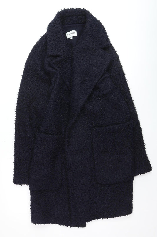 Farhi by Nicole Farhi Women's Black Size 14 Wool-Effect Mid-Length Coat