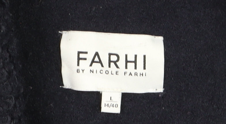 Farhi by Nicole Farhi Women's Black Size 14 Wool-Effect Mid-Length Coat