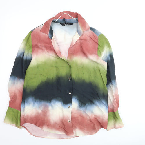 Zara Womens Multicoloured XS Button-Up Long Sleeve Shirt