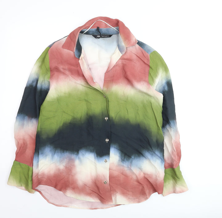Zara Womens Multicoloured XS Button-Up Long Sleeve Shirt