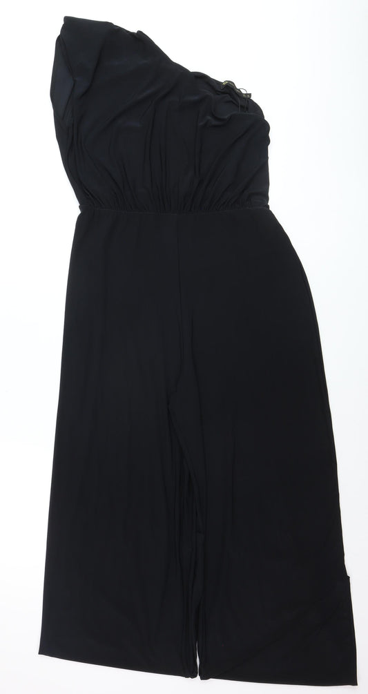 I Saw It First Women’s Black One Shoulder Wide-Leg Jumpsuit Size 18
