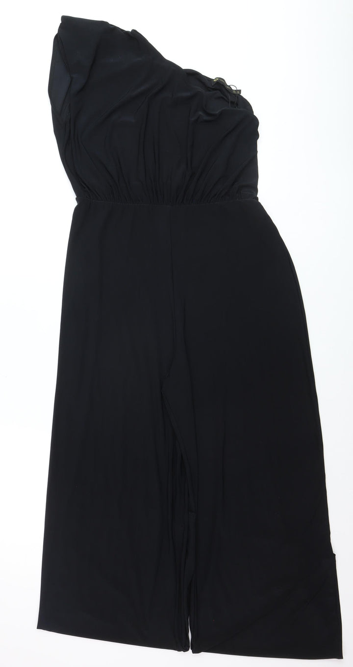 I Saw It First Women’s Black One Shoulder Wide-Leg Jumpsuit Size 18