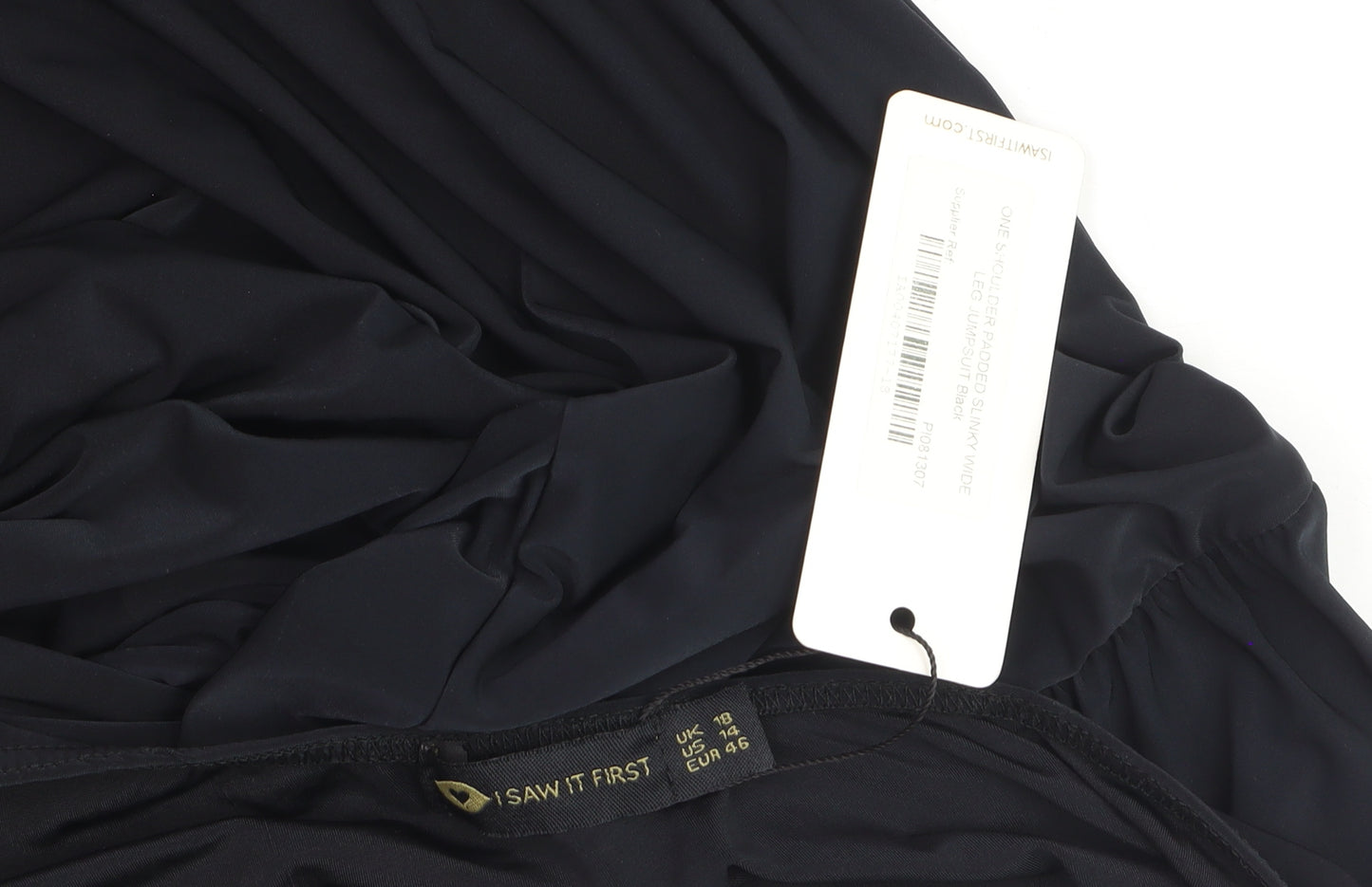 I Saw It First Women’s Black One Shoulder Wide-Leg Jumpsuit Size 18