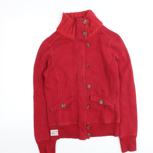 Playlife Men’s Red Cotton Bomber Jacket Size S Button-Up Casual