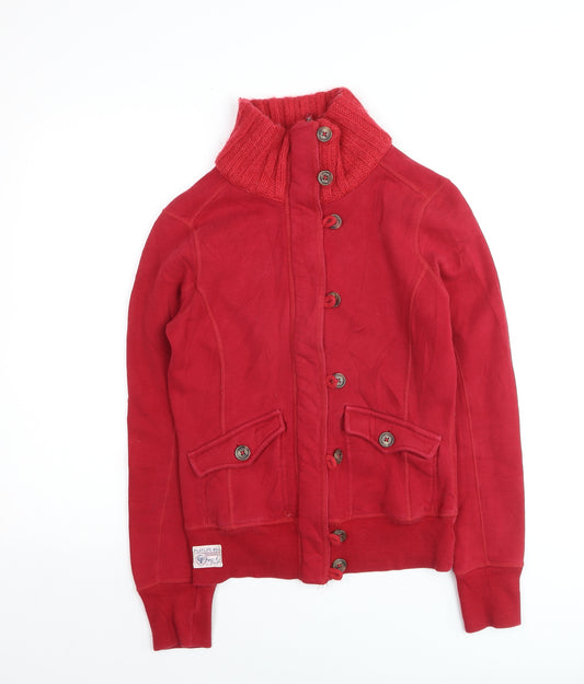 Playlife Men’s Red Cotton Bomber Jacket Size S Button-Up Casual