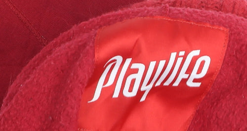 Playlife Men’s Red Cotton Bomber Jacket Size S Button-Up Casual