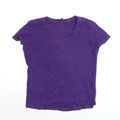 Hobbs Women Purple Cotton Blend Short Sleeve T-Shirt S