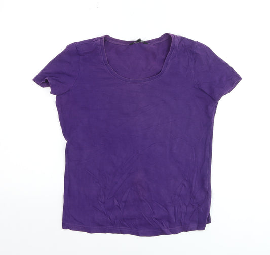 Hobbs Women Purple Cotton Blend Short Sleeve T-Shirt S
