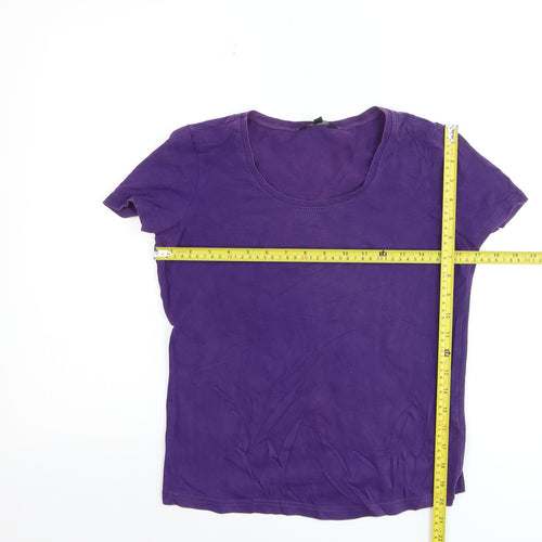 Hobbs Women Purple Cotton Blend Short Sleeve T-Shirt S