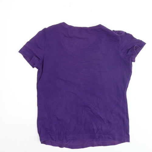 Hobbs Women Purple Cotton Blend Short Sleeve T-Shirt S