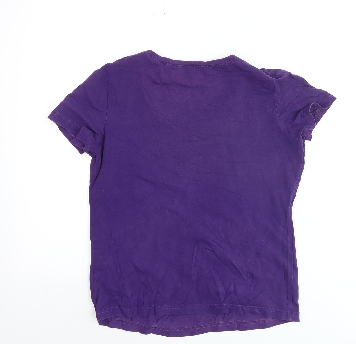 Hobbs Women Purple Cotton Blend Short Sleeve T-Shirt S