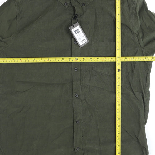 Dunnes Stores Men's Green Regular Fit Corduroy Shirt Size L