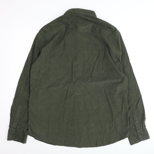 Dunnes Stores Men's Green Regular Fit Corduroy Shirt Size L