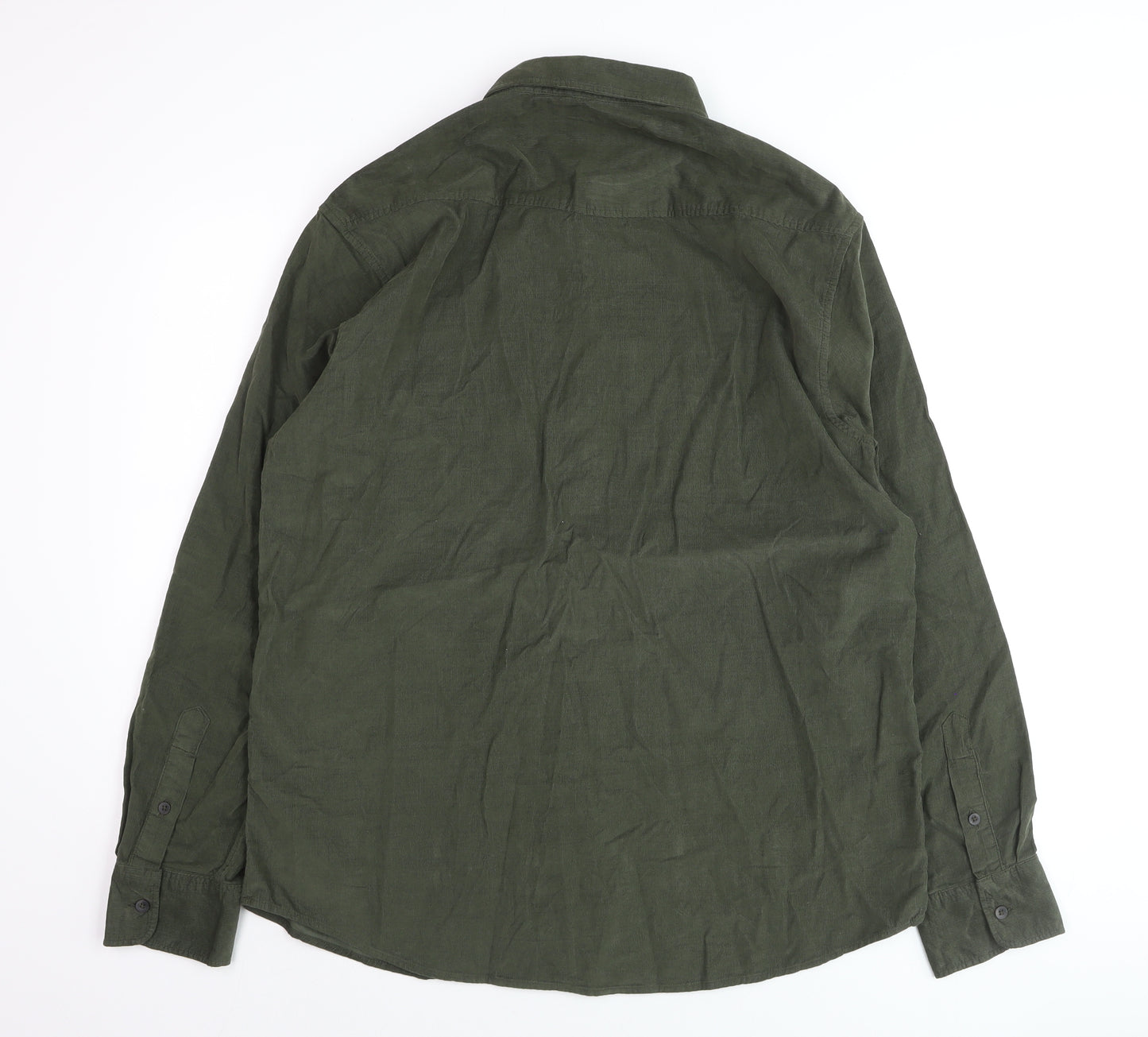 Dunnes Stores Men's Green Regular Fit Corduroy Shirt Size L