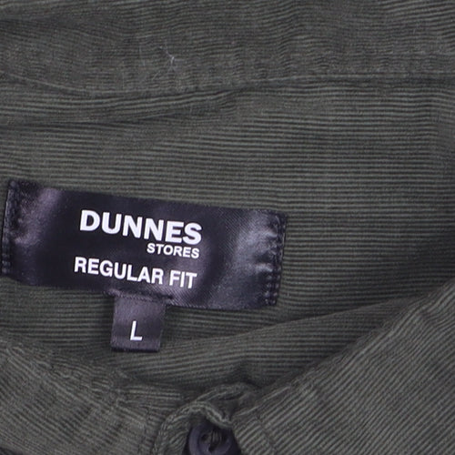 Dunnes Stores Men's Green Regular Fit Corduroy Shirt Size L