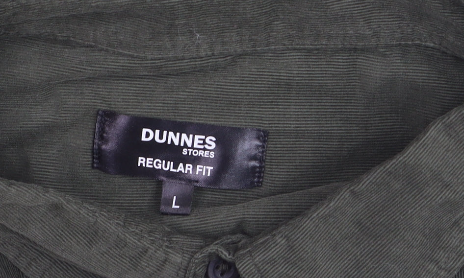 Dunnes Stores Men's Green Regular Fit Corduroy Shirt Size L
