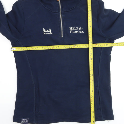 Help for Heroes Womens Navy 1/2 Zip Sweatshirt Size 10 Cotton Blend